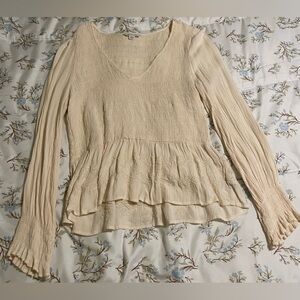American Eagle Outfitters Beige Textured Blouse